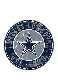 NFL Dallas Cowboys Round Distressed Sign