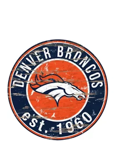 NFL Denver Broncos Round Distressed Sign