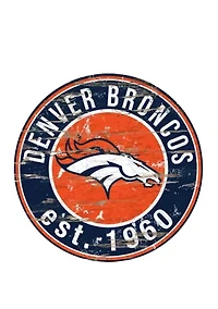 NFL Denver Broncos Round Distressed Sign