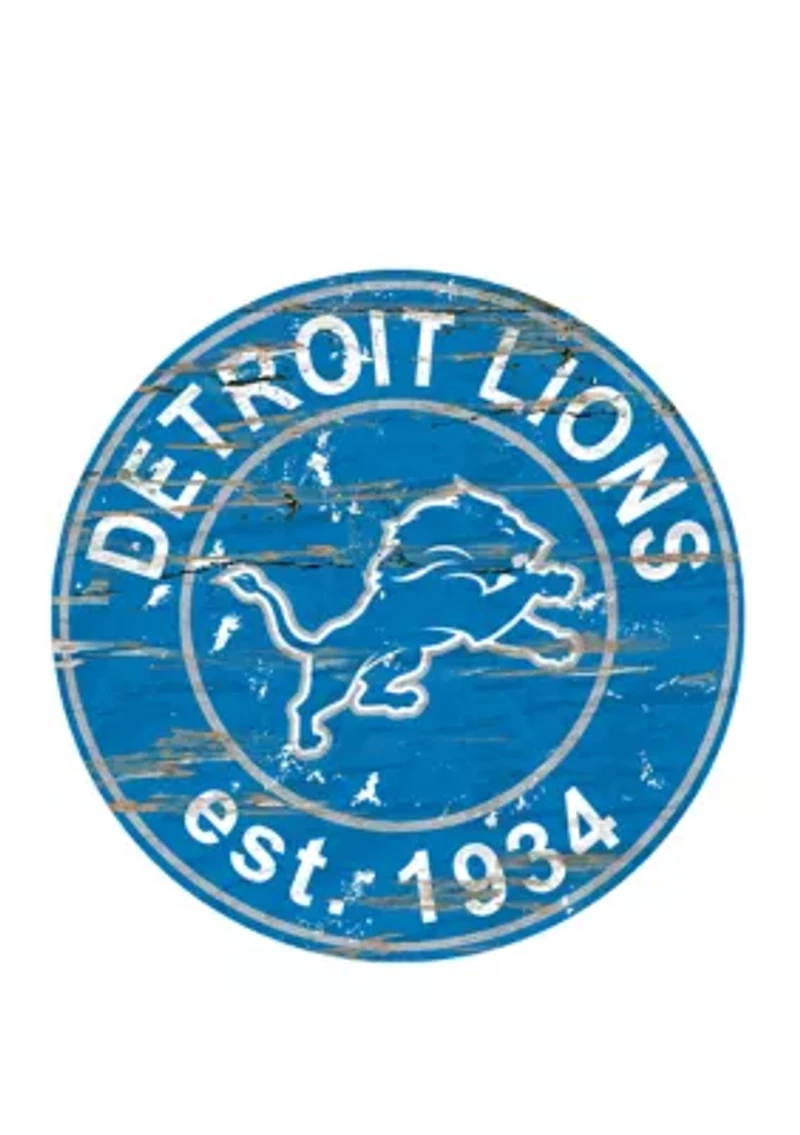 NFL Detroit Lions Round Distressed Sign
