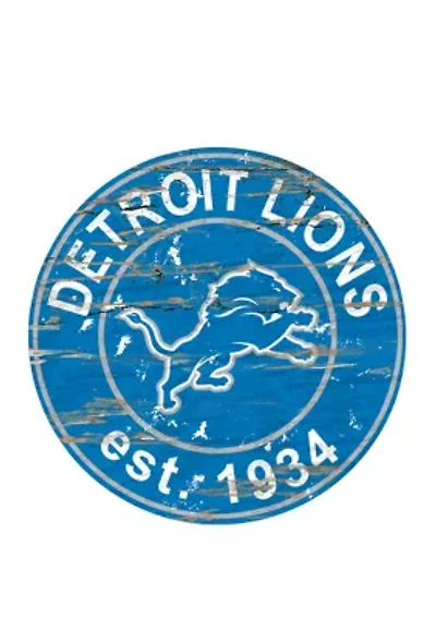 NFL Detroit Lions Round Distressed Sign