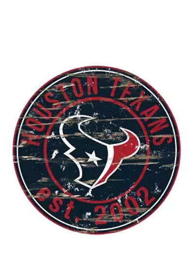 NFL Houston Texans Round Distressed Sign