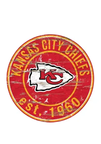 NFL Kansas City Chiefs Round Distressed Sign