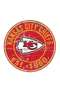 NFL Kansas City Chiefs Round Distressed Sign