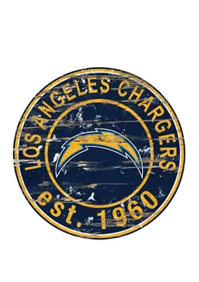 NFL Los Angeles Chargers Round Distressed Sign