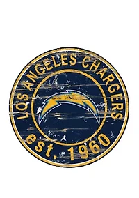NFL Los Angeles Chargers Round Distressed Sign