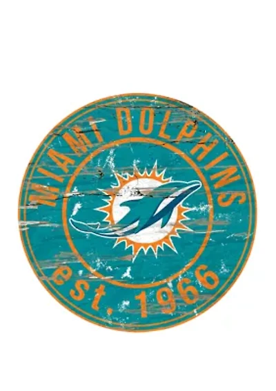 NFL Miami Dolphins Round Distressed Sign