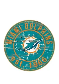 NFL Miami Dolphins Round Distressed Sign