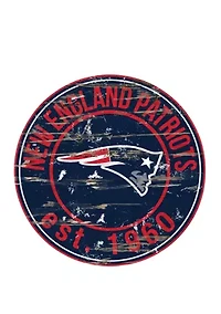 NFL New England Patriots Round Distressed Sign