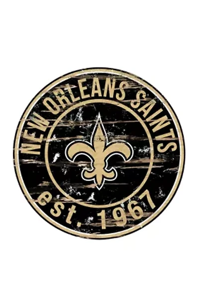 NFL New Orleans Saints Round Distressed Sign