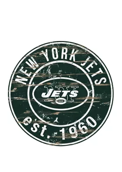 NFL New York Jets Round Distressed Sign