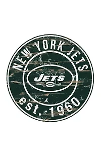 NFL New York Jets Round Distressed Sign