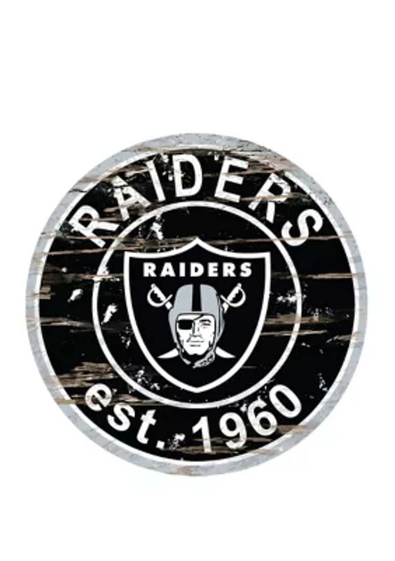 NFL Oakland Raiders Round Distressed Sign