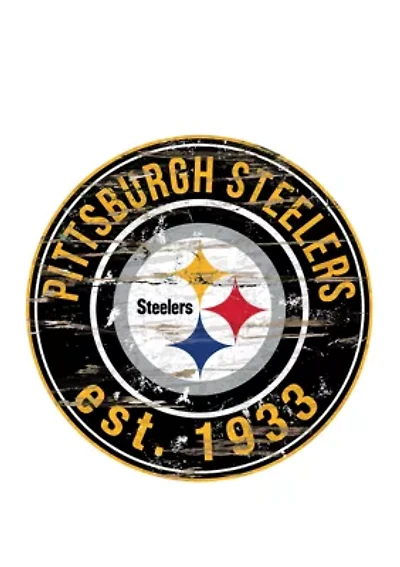 NFL Pittsburgh Steelers Round Distressed Sign