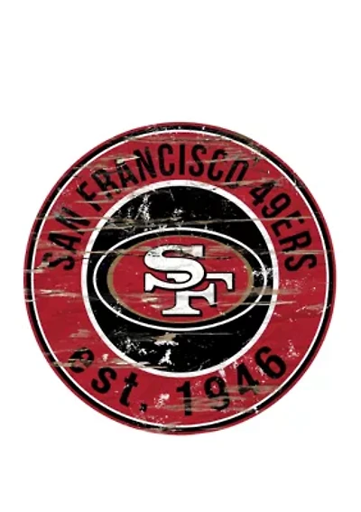 NFL San Francisco 49ers Round Distressed Sign