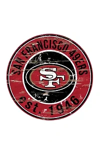 NFL San Francisco 49ers Round Distressed Sign