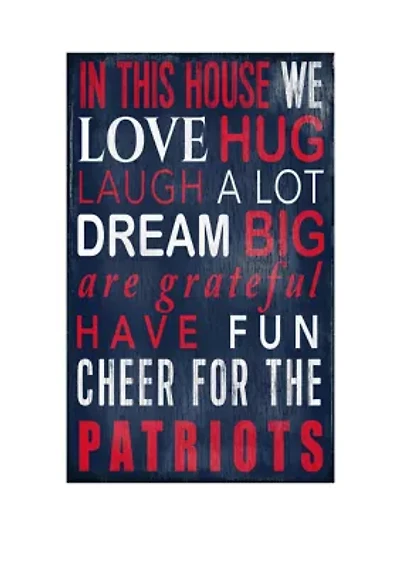 NFL New England Patriots 11 in x 19 in In This House Sign