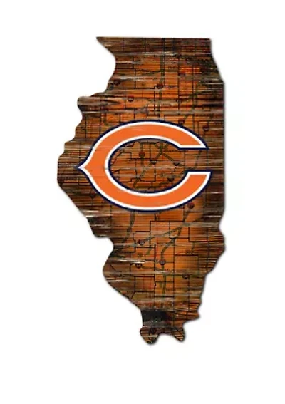 NFL Chicago Bears Distressed State Cutout Wall Art