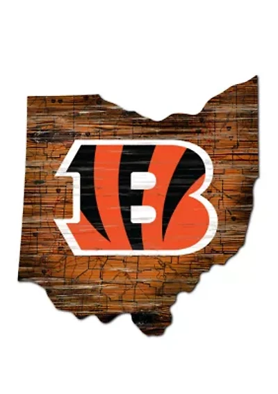 NFL Cincinnati Bengals Distressed State Cutout Wall Art