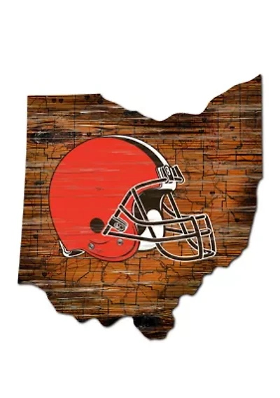 NFL Cleveland Browns 24 in x 24 in Distressed State Sign with Logo