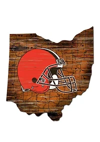 NFL Cleveland Browns 24 in x 24 in Distressed State Sign with Logo