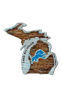 NFL Detroit Lions Distressed State Cutout Wall Art