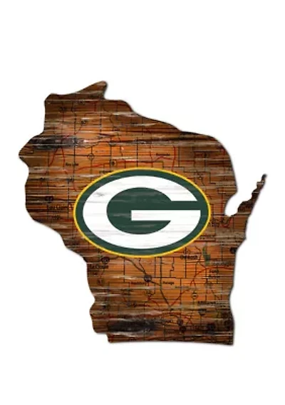 NFL Green Bay Packers Distressed State Cutout Wall Art