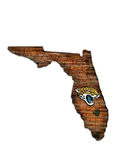NFL Jacksonville Jaguars Distressed State Cutout Wall Art