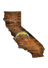 NFL Los Angeles Chargers Distressed State Cutout Wall Art