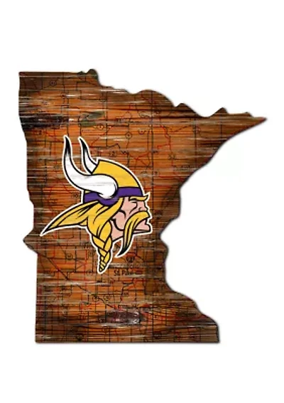 NFL Minnesota Vikings Distressed State Cutout Wall Art
