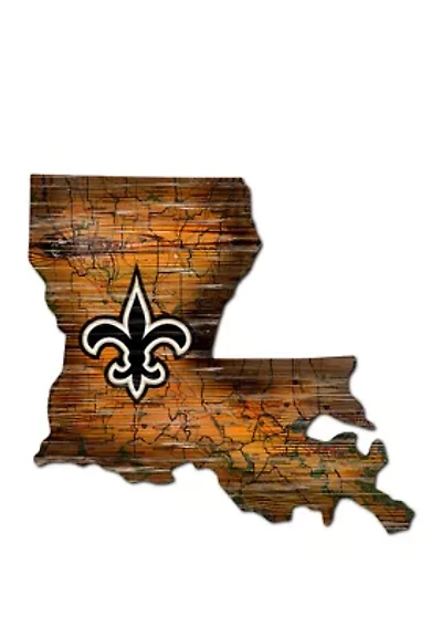 NFL New Orleans Saints Distressed State Cutout Wall Art