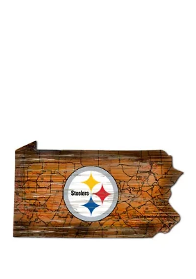 NFL Pittsburgh Steelers Distressed State Cutout Wall Art
