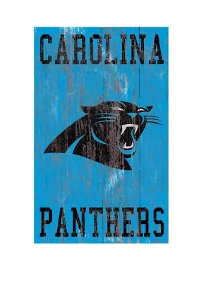 NFL Carolina Panthers 11 in x 19 in Heritage Distressed Logo Sign