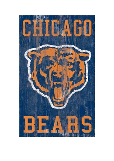 NFL Chicago Bears 11 in x 19 in Heritage Distressed Logo Sign