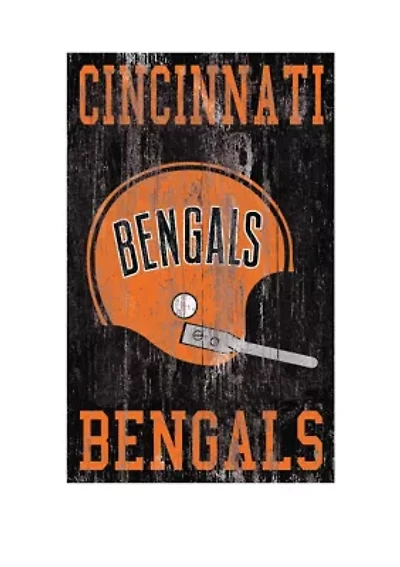 NFL Cincinnati Bengals 11 in x 19 in Heritage Distressed Logo Sign