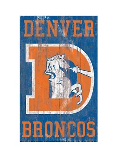 NFL Denver Broncos 11 in x 19 in Heritage Distressed Logo Sign