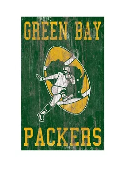NFL Green Bay Packers 11 in x 19 in Heritage Distressed Logo Sign