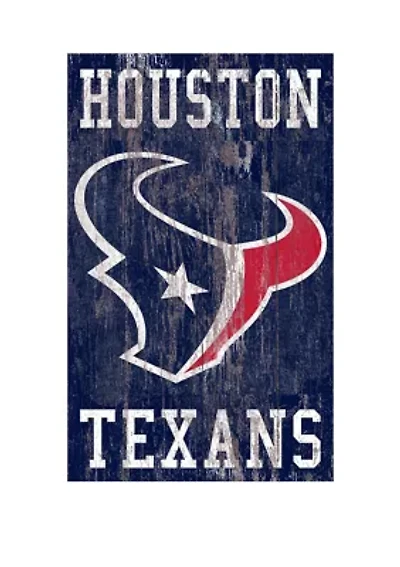 NFL Houston Texans 11 in x 19 in Heritage Distressed Logo Sign