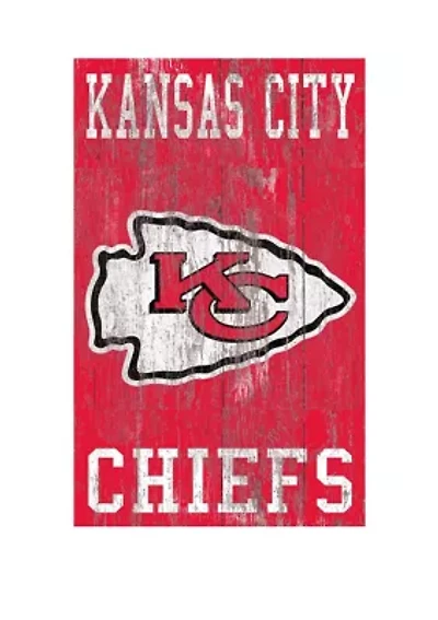 NFL Kansas City Chiefs 11 in x 19 in Heritage Distressed Logo Sign