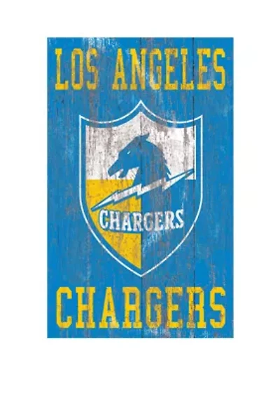 NFL Los Angeles Chargers 11 in x 19 in Heritage Distressed Logo Sign