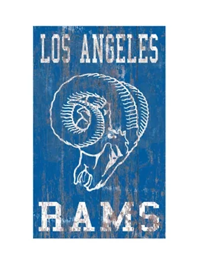 NFL LA Rams 11 in x 19 in Heritage Distressed Logo Sign