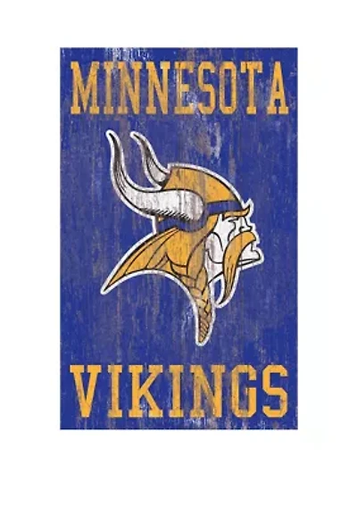 NFL Minnesota Vikings 11 in x 19 in Heritage Distressed Logo Sign