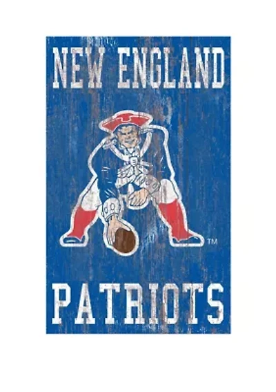 NFL New England Patriots 11 in x 19 in Heritage Distressed Logo Sign