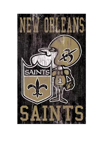 NFL New Orleans Saints 11 in x 19 in Heritage Distressed Logo Sign
