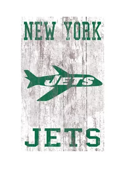 NFL New York Jets 11 in x 19 in Heritage Distressed Logo Sign