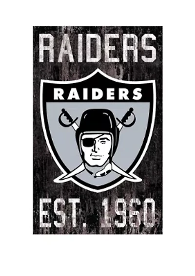 NFL Oakland Raiders 11 in x 19 in Heritage Distressed Logo Sign
