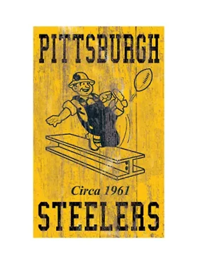 NFL Pittsburgh Steelers 11 in x 19 in Heritage Distressed Logo Sign