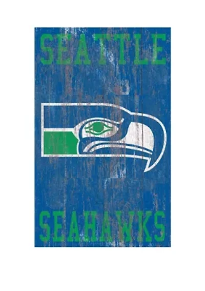 NFL Seattle Seahawks 11 in x 19 in Heritage Distressed Logo Sign