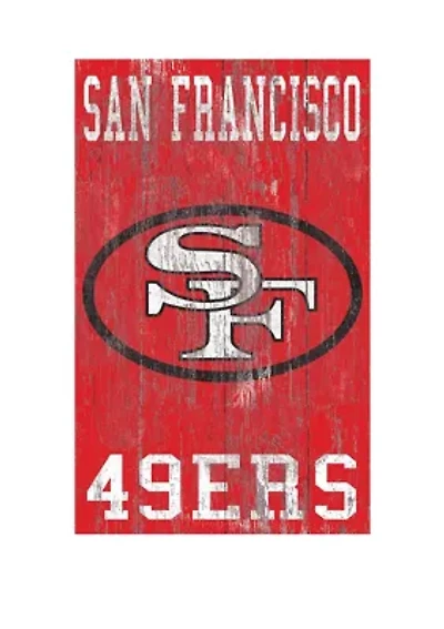 NFL San Francisco 49ers 11 in x 19 in Heritage Distressed Logo Sign