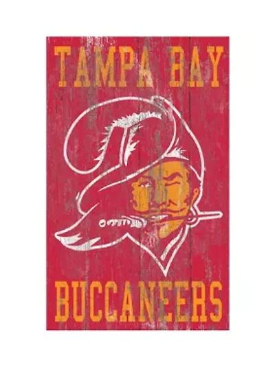 NFL Tampa Bay Buccaneers 11 in x 19 in Heritage Distressed Logo Sign